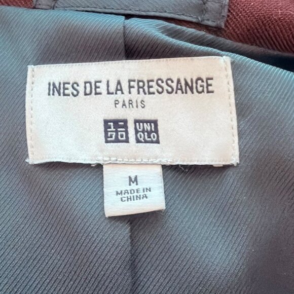 Ines De La Fressange Uniqlo Womens Burgundy Blazer Size M Two-Button Lined - Picture 5 of 9